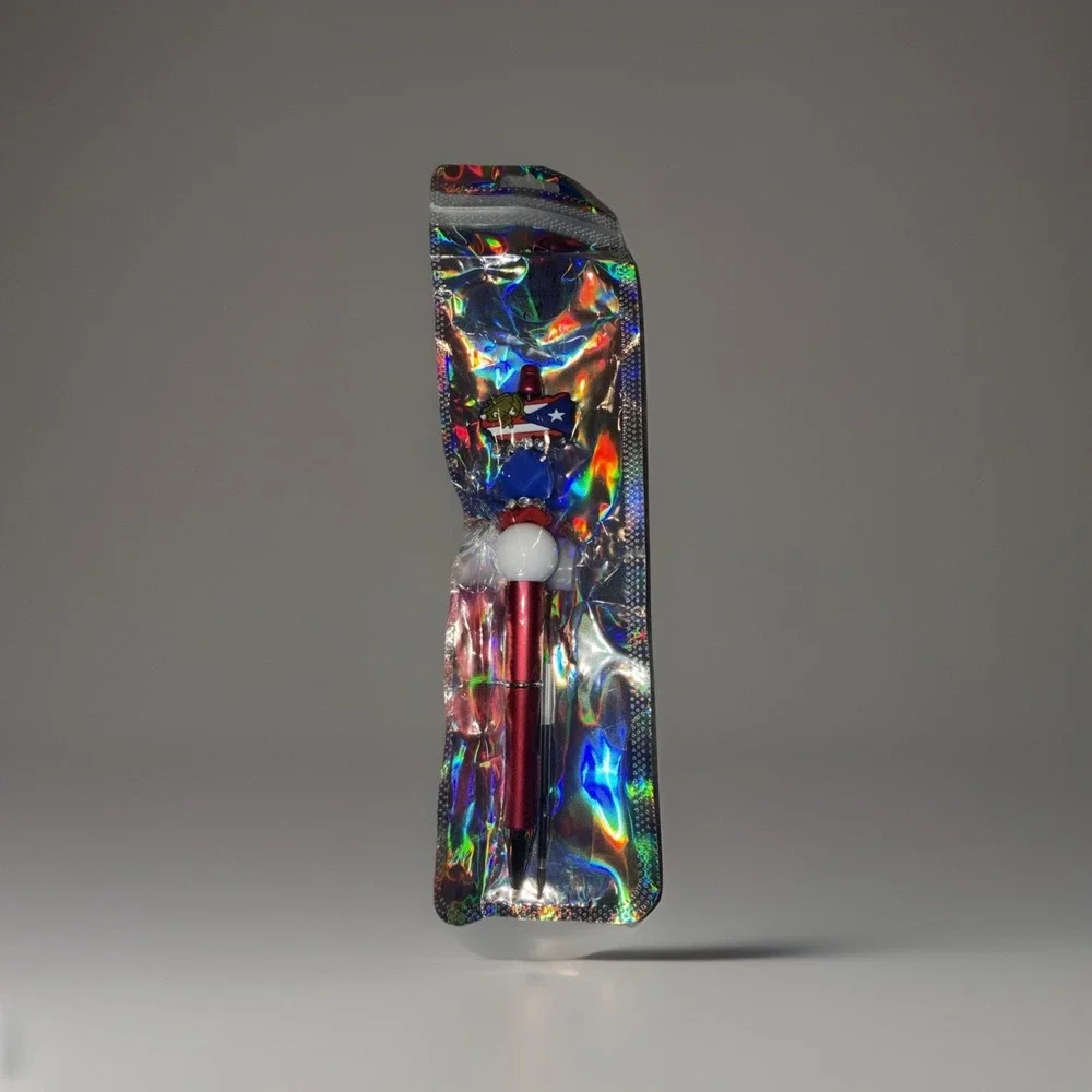Puerto Rico Custom Handmade Beaded Pen PR Map Flag Coqui Blue Ink Retractable